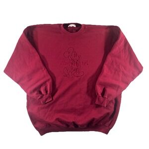 Vintage Disneyland Sweatshirt Crewneck Mens XXL Maroon Micky Embordered Pullover